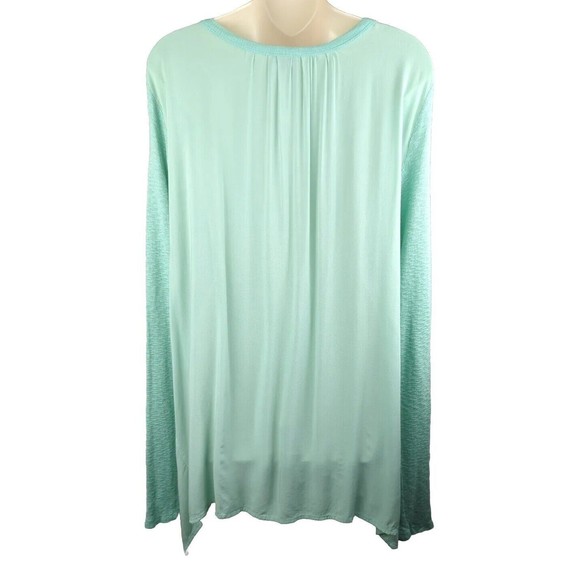 ANTHROPOLOGIE Left of Center Centerline Slubbed Tee Cotton Mint Turquoise XS S M - Picture 6 of 8